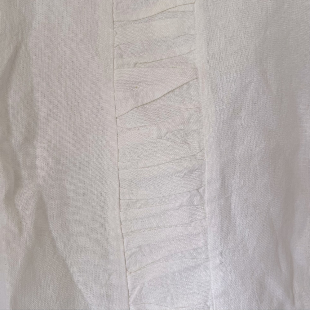Paper Lace Sleeveless Linen Top White Minimalist Contemporary Coastal Summer - Picture 6 of 10